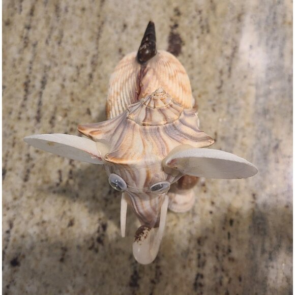 Sea Shell Elephant Sculpture Figurine Beach Home Decor Handmade 6.5” *repair* - Picture 4 of 13